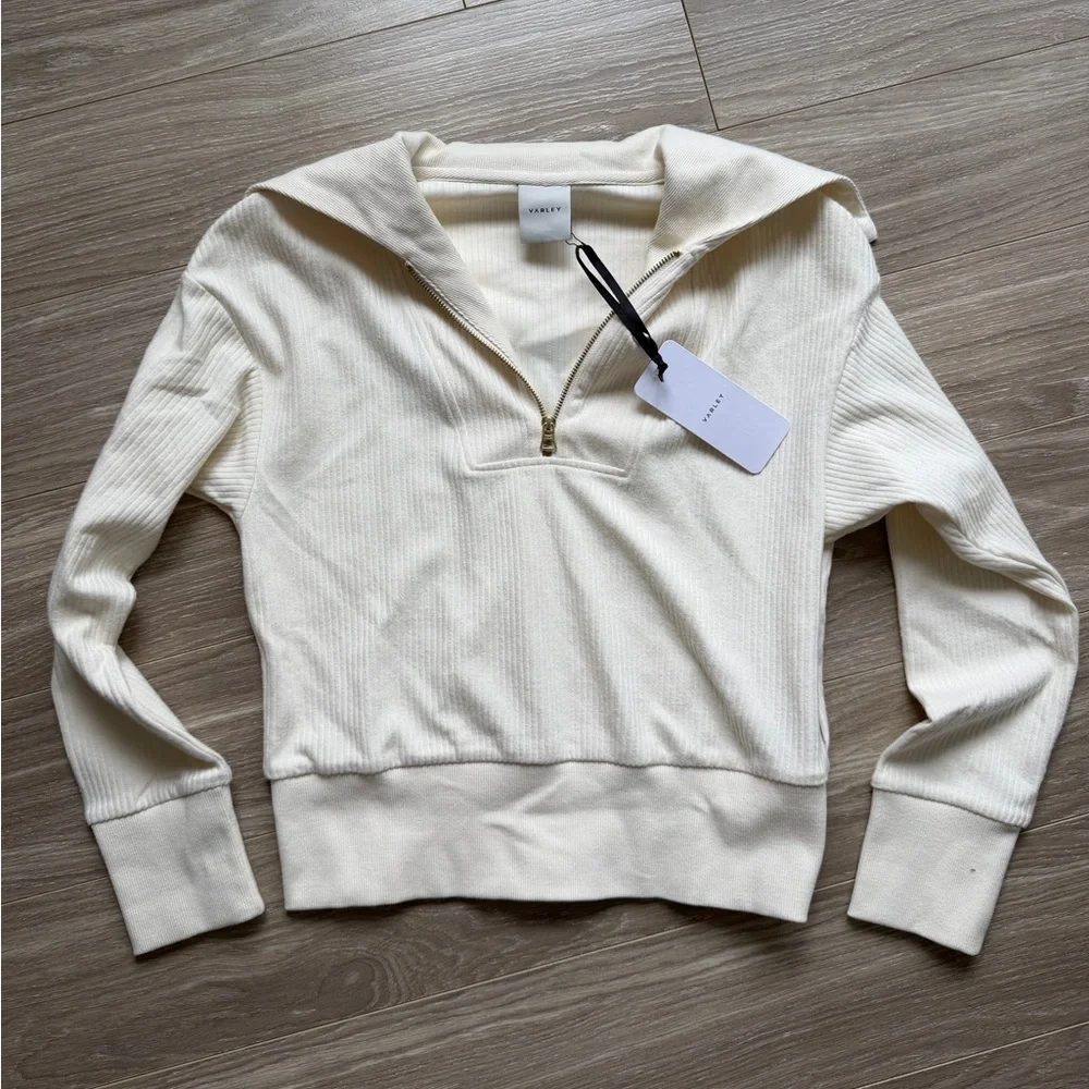 Varley NWT Women’s Maguire Half Zip Sweater Egret Cream Sz XS - Picture 4 of 13